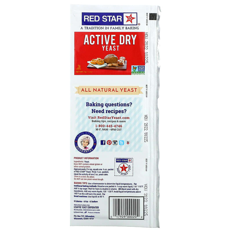 Red Star, Active Dry Yeast, 3 Strips, 0.25 oz (7 g) Each
