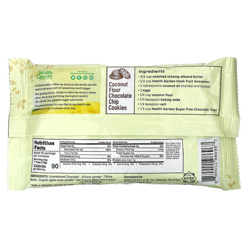 Health Garden, Chocolate Chips, Sugar-Free, 8 oz (227 g)