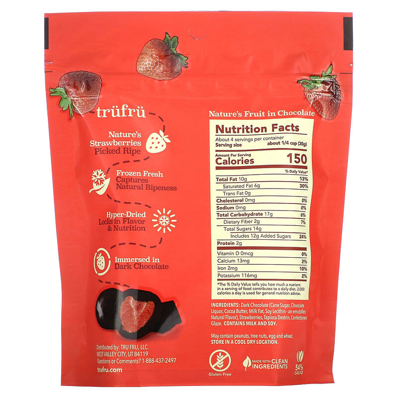 Tru Fru, Nature's Strawberries, Dark Chocolate, 4.2 oz (119 g)