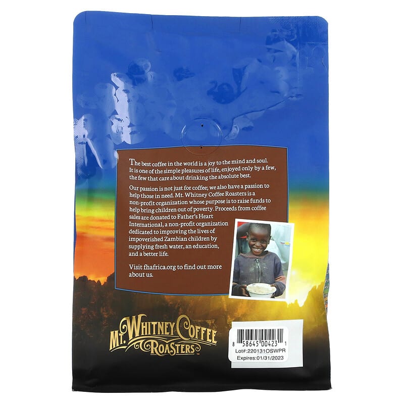 Mt. Whitney Coffee Roasters, Organic Peru Decaf, Whole Bean, Medium Roast, 12 oz (340 g)