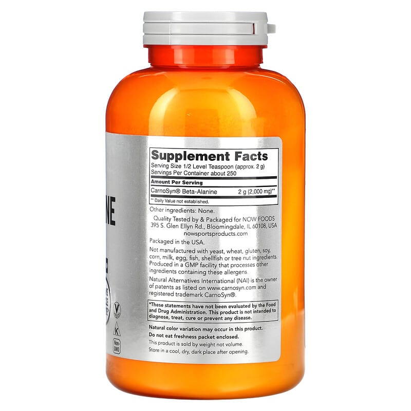 NOW Foods, Sports, Beta-Alanine, Pure Powder, 17.6 oz (500 g)