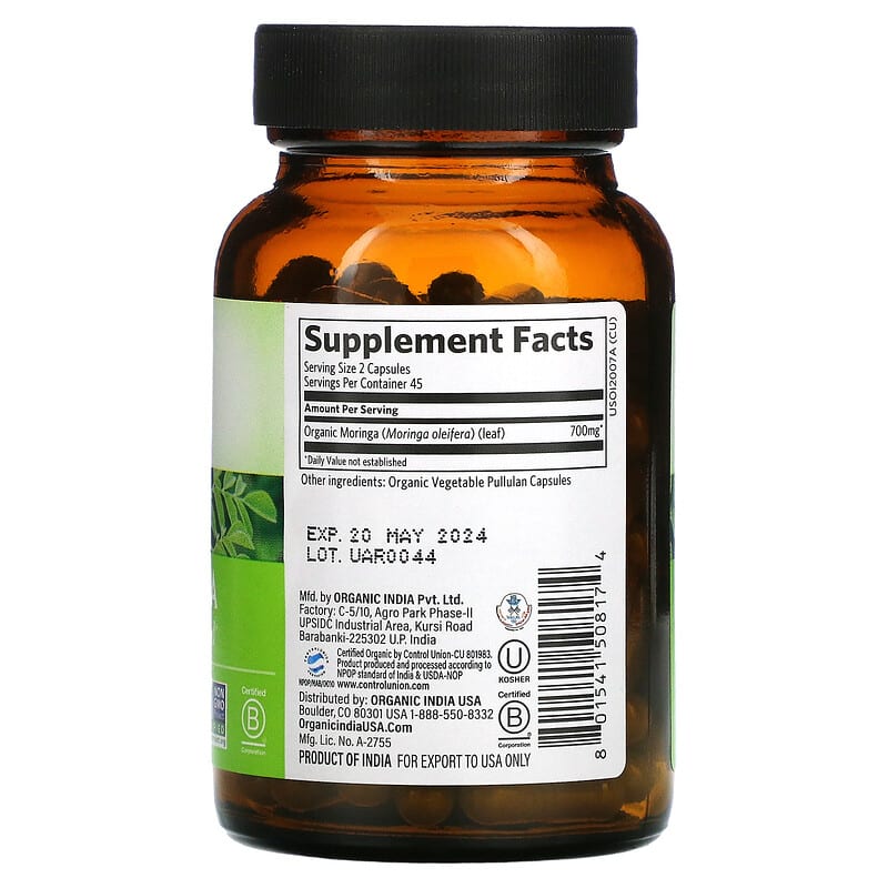 Organic India, Moringa, 90 Vegetarian Caps (350 mg per Capsule)