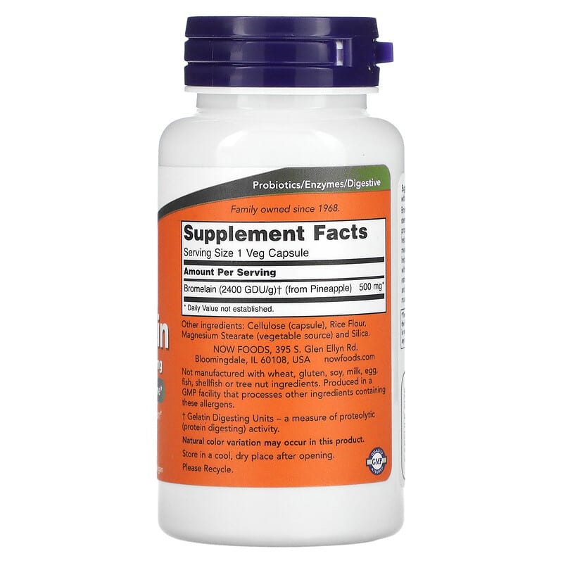 NOW Foods, Bromelain, 500 mg, 60 Veg Capsules