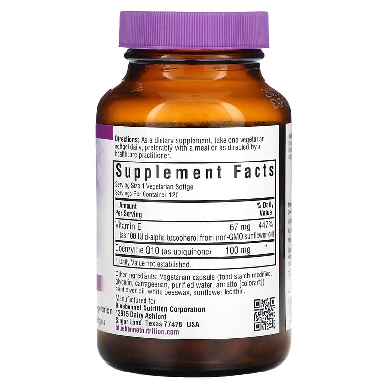 Bluebonnet Nutrition, CoQ10, 120 Vegetarian Softgels