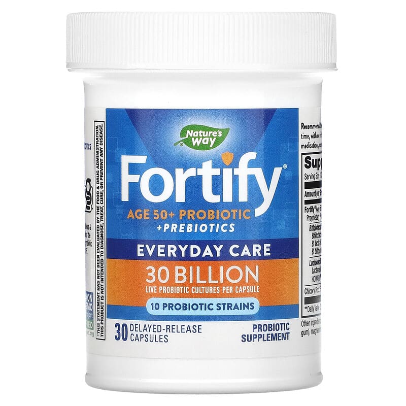 Nature's Way, Fortify®, Daily Probiotic, Adults 50+, 30 Billion CFU, 30 Delayed-Release Capsules