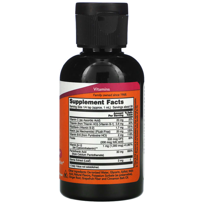 NOW Foods, Liquid B-12, B-Complex, 2 fl oz (59 ml)