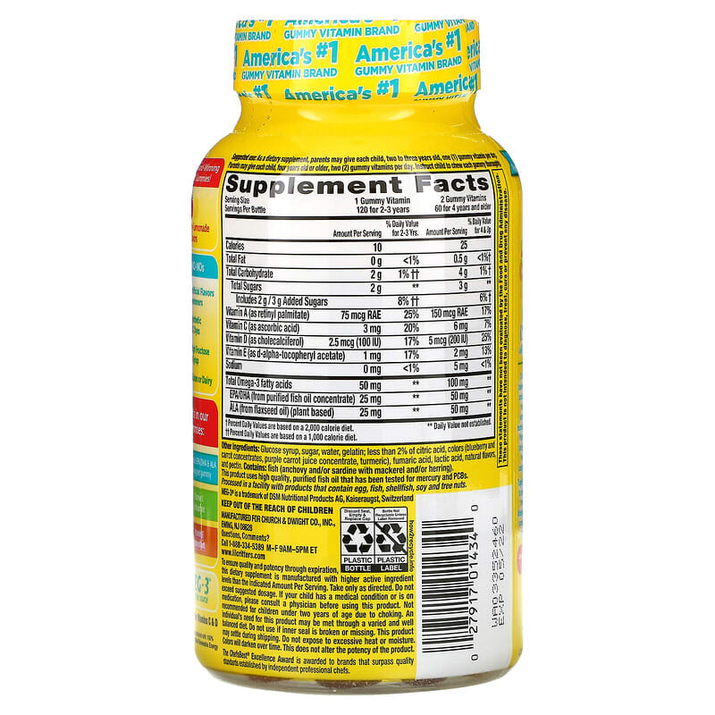 L'il Critters, Omega-3 Gummies, Zesty Raspberry-Lemonade , 120 Gummies