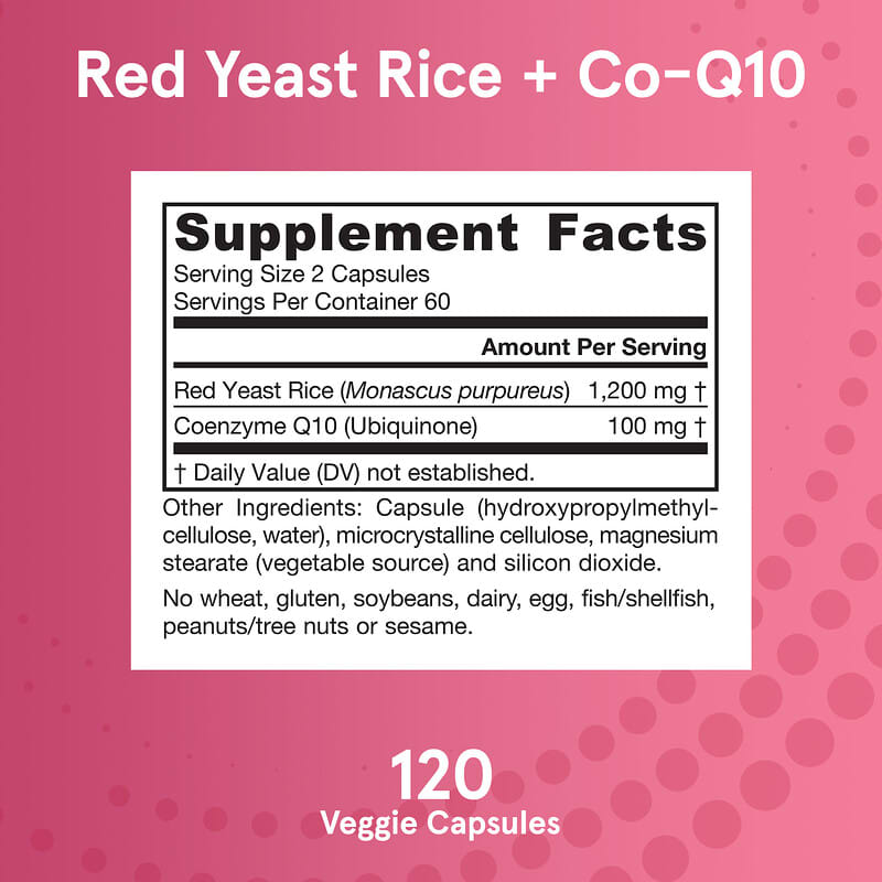Jarrow Formulas, Vegan Red Yeast Rice + Co-Q10, 120 Veggie Capsules