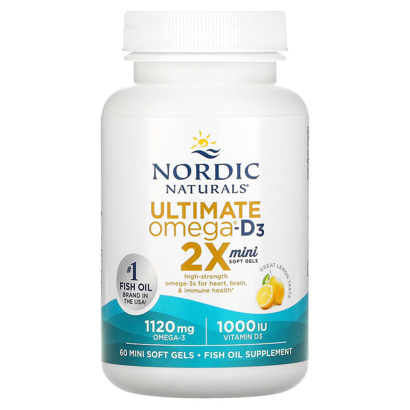Nordic Naturals, Ultimate Omega®-D3 Minis, Great Lemon, 60 Mini Soft Gels