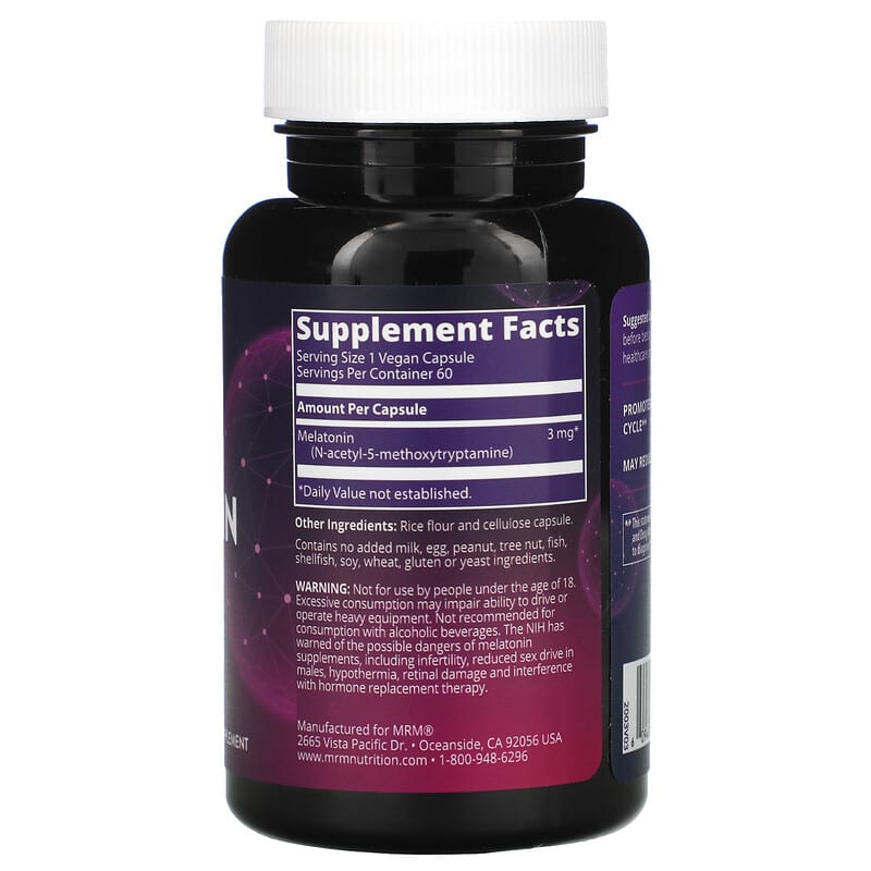 MRM Nutrition, Melatonin, 3 mg, 60 Vegan Capsules