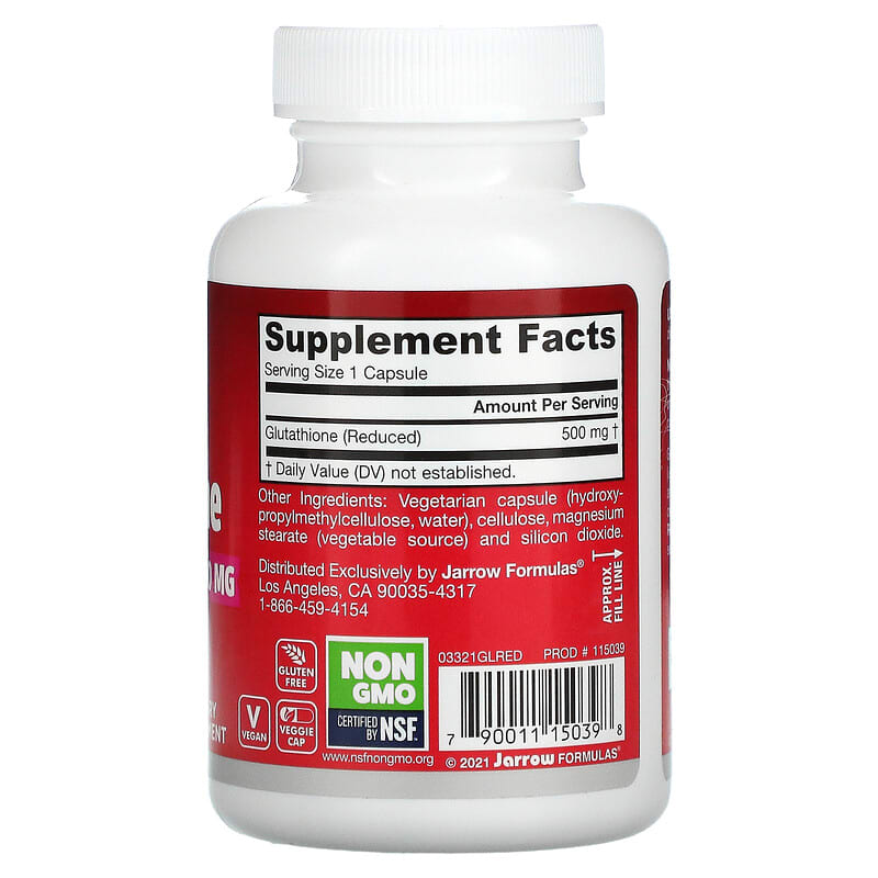 Jarrow Formulas, Vegan Glutathione Reduced, 500 mg, 60 Veggie Caps