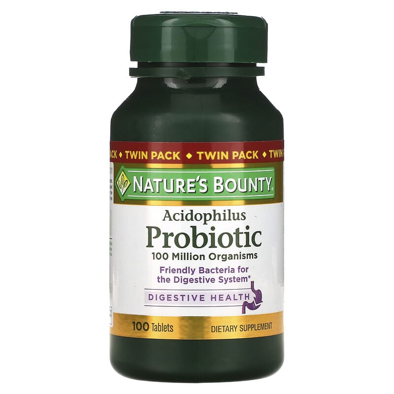 Nature's Bounty, Acidophilus Probiotic, Twin Pack, 100 Tablets Each (0.5 mg per Tablet)