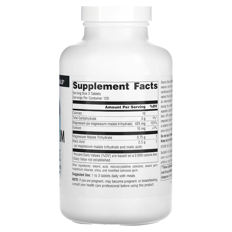 Source Naturals, Magnesium Malate, 360 Tablets (1,250 mg per Tablet)