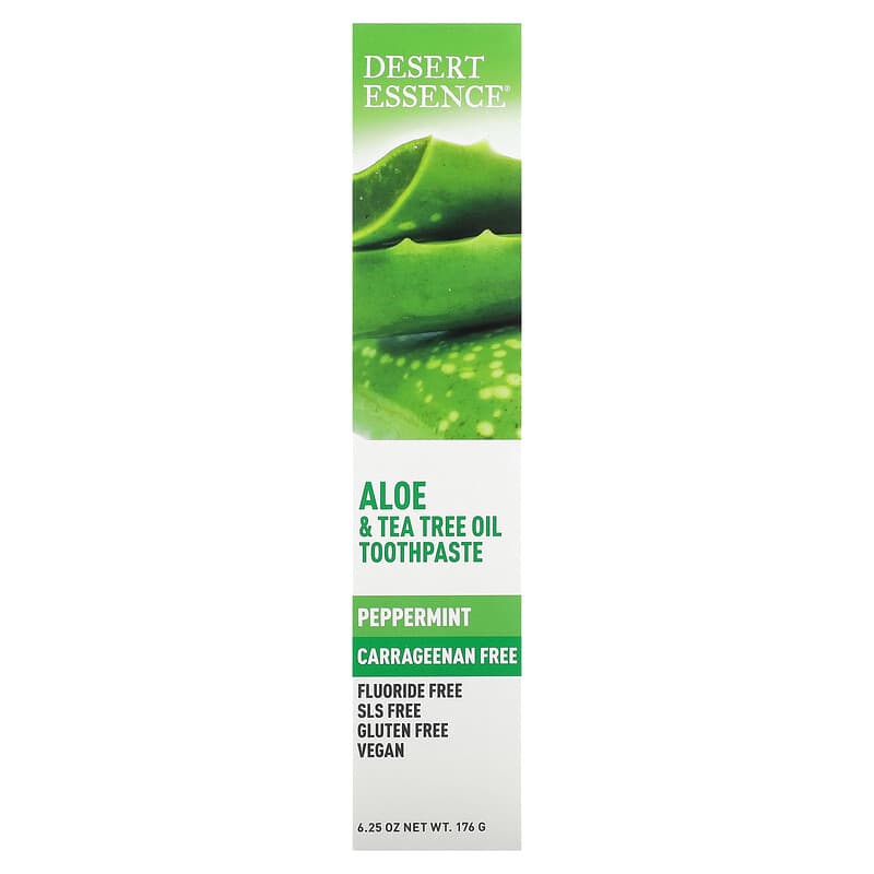 Desert Essence, Aloe &amp; Tea Tree Oil Toothpaste, Peppermint, 6.25 oz (176 g)