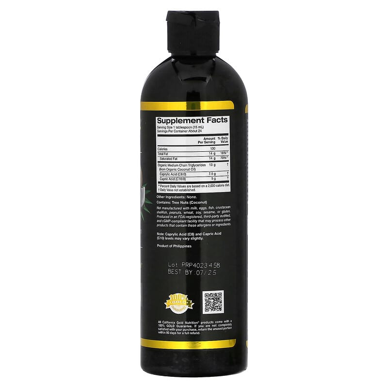 California Gold Nutrition, Sport, Organic MCT Oil, Unflavored, 12 fl oz (355 ml)