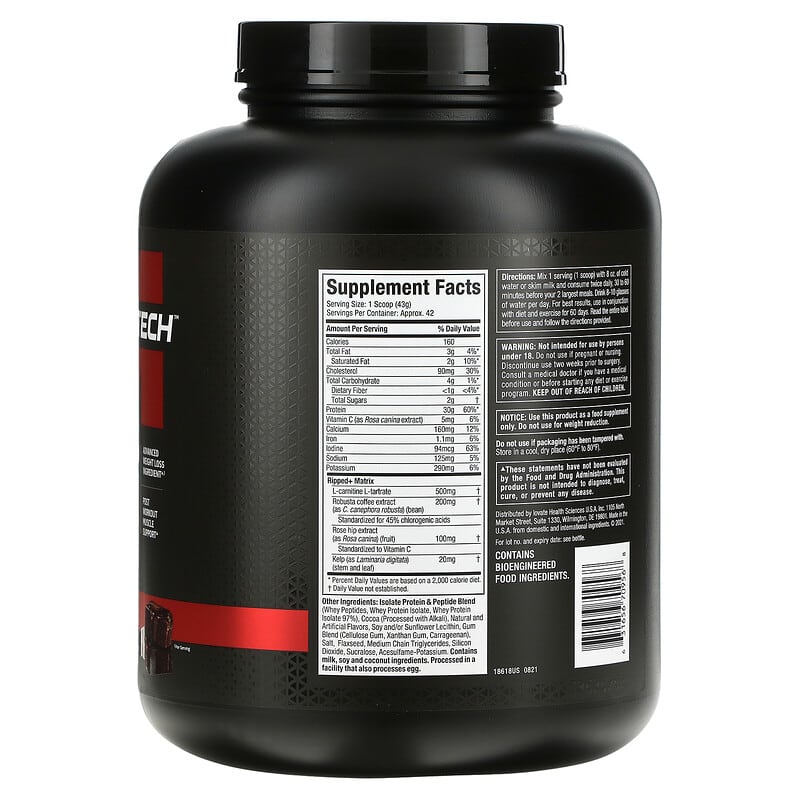 MuscleTech, Nitro-Tech® Ripped, Lean Protein + Weight Loss, Chocolate Fudge Brownie, 4.01 lbs (1.82 kg)