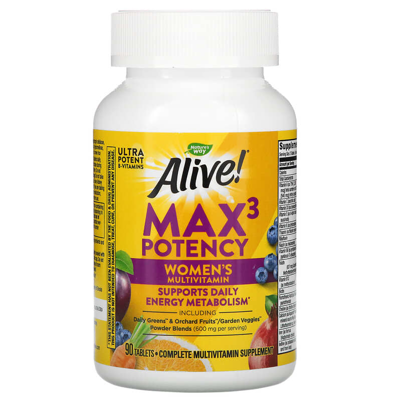 Nature's Way, Alive! Max 3 Potency, Women's Complete Multivitamin, 90 Tablets