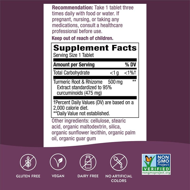 Nature's Way, Turmeric, Premium Extract, 500 mg, 60 Vegan Tablets