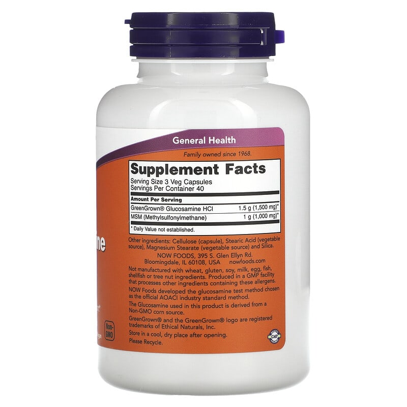 NOW Foods, Vegetarian Glucosamine &amp; MSM, 120 Veg Capsules