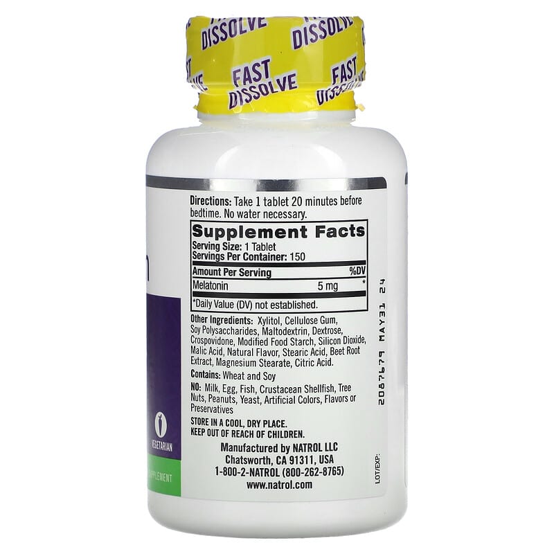 Natrol, Melatonin, Fast Dissolve, Strawberry, 5 mg, 150 Tablets