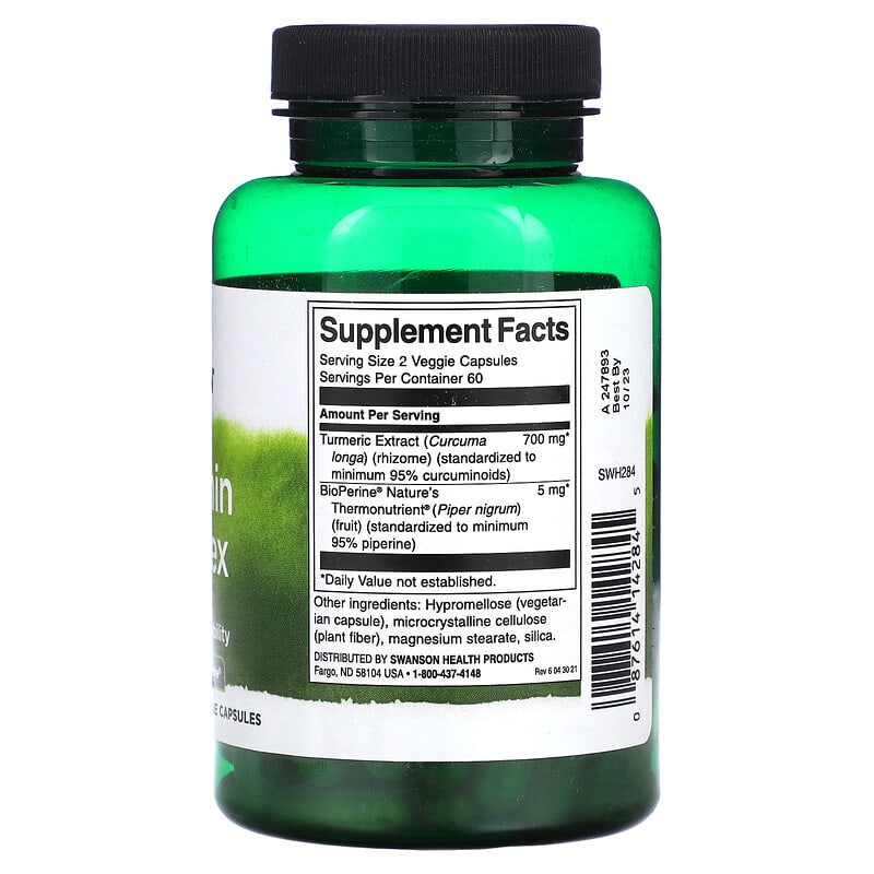 Swanson, Curcumin Complex, Standardized With BioPerine®, 120 Veggie Capsules