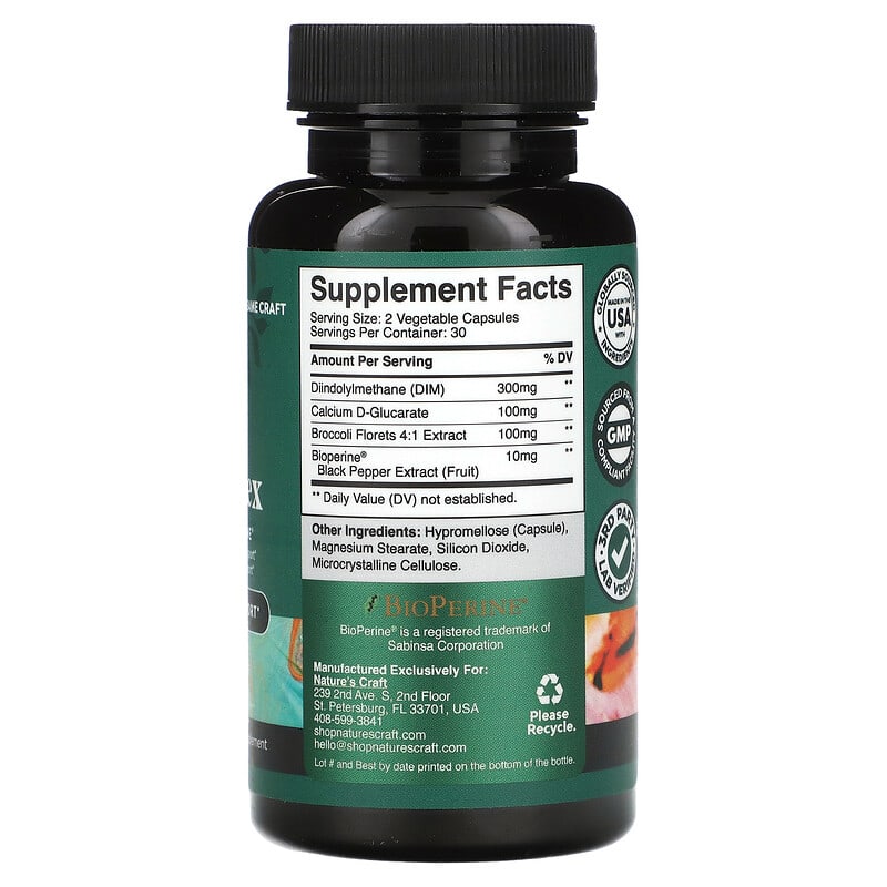 Nature's Craft, DIM Complex With BioPerine®, 60 Capsules