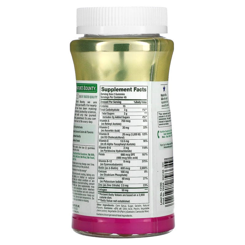Nature's Bounty, Women's Multivitamin Gummies, Mixed Berry &amp; Raspberry, 90 Gummies