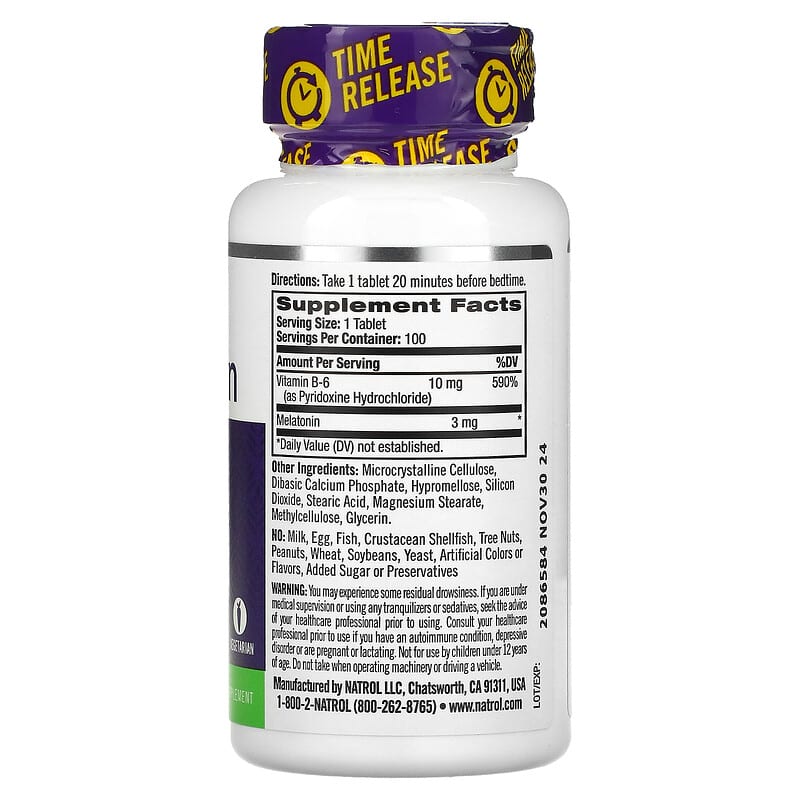 Natrol, Melatonin, Time Release, 100 Tablets