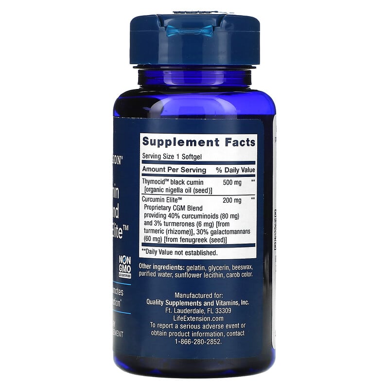Life Extension, Black Cumin Seed Oil and Curcumin Elite, 60 Softgels