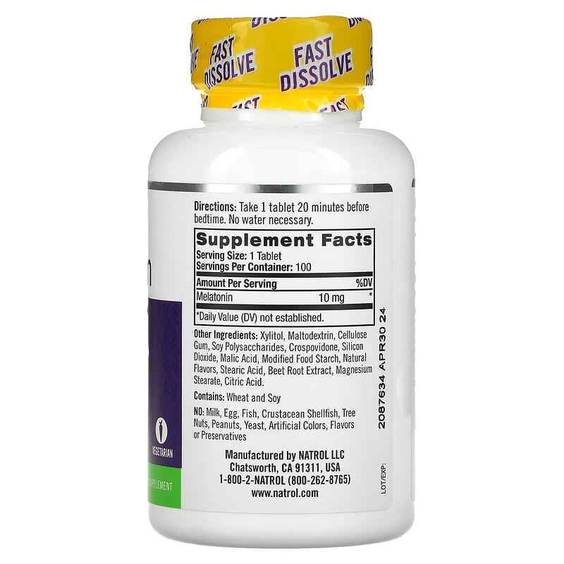 Natrol, Melatonin, Fast Dissolve, Citrus, 10 mg, 100 Tablets