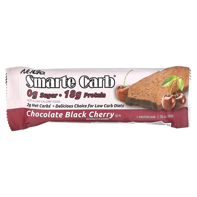 NuGo Nutrition, Smarte Carb® Protein Bar, Chocolate Black Cherry, 12 Bars, 1.76 oz (50 g) Each