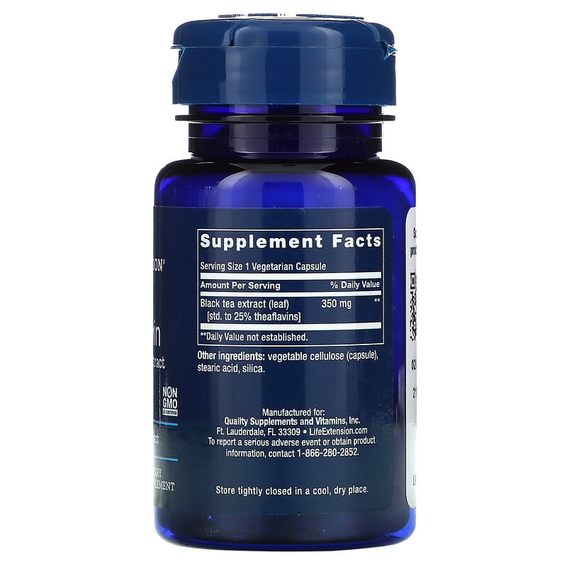 Life Extension, Theaflavin, Standardized Black Tea Extract, 30 Vegetarian Capsules (350 mg per Capsule)