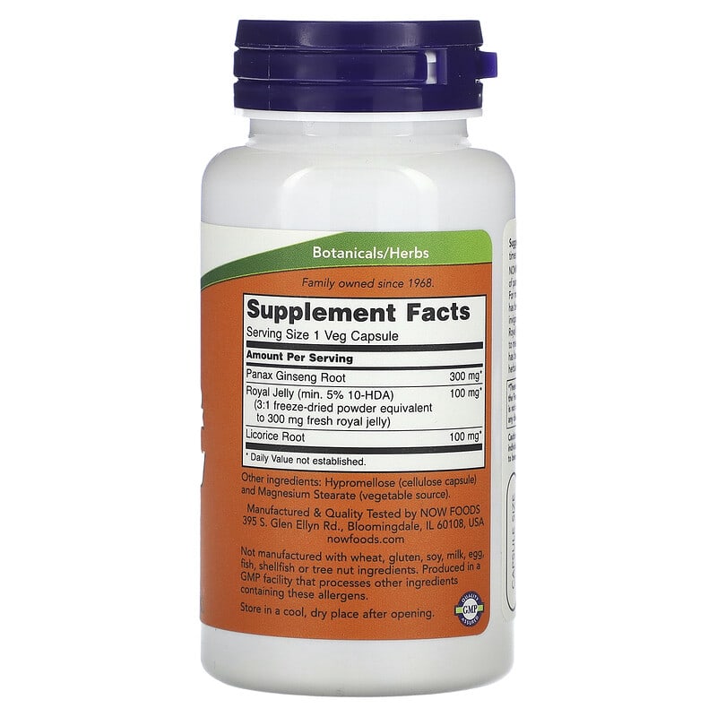NOW Foods, Ginseng &amp; Royal Jelly, 90 Veg Capsules
