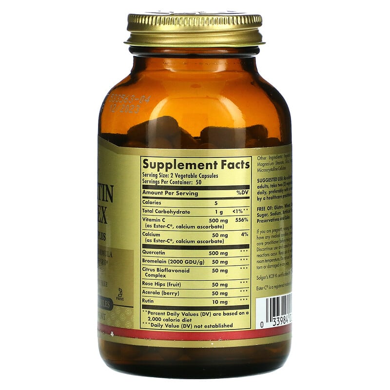 Solgar, Quercetin Complex with Ester-C® Plus, 100 Vegetable Capsules