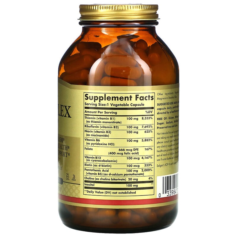 Solgar, B-Complex &quot;100&quot;, 250 Vegetable Capsules