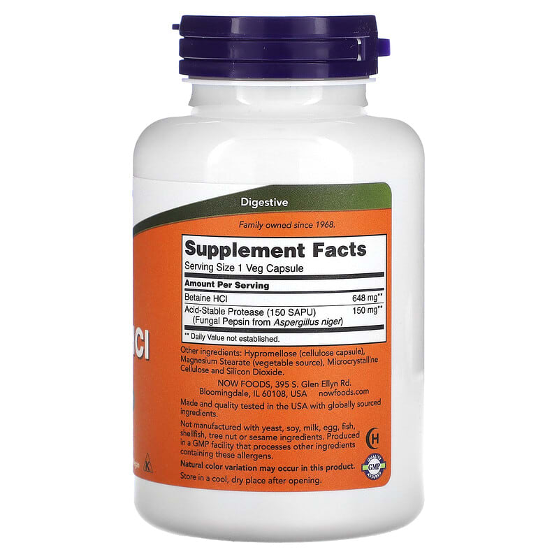 NOW Foods, Betaine HCl, 120 Veg Capsules