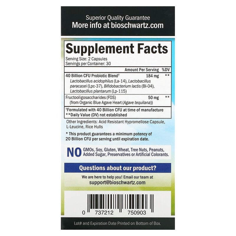 BioSchwartz, Advanced Strength Probiotic, 60 Capsules