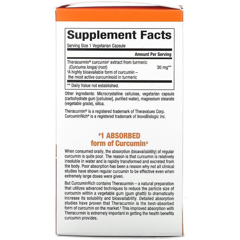 Natural Factors, Curcuminrich®, Theracurmin®, 30 mg, 60 Vegetarian Capsules