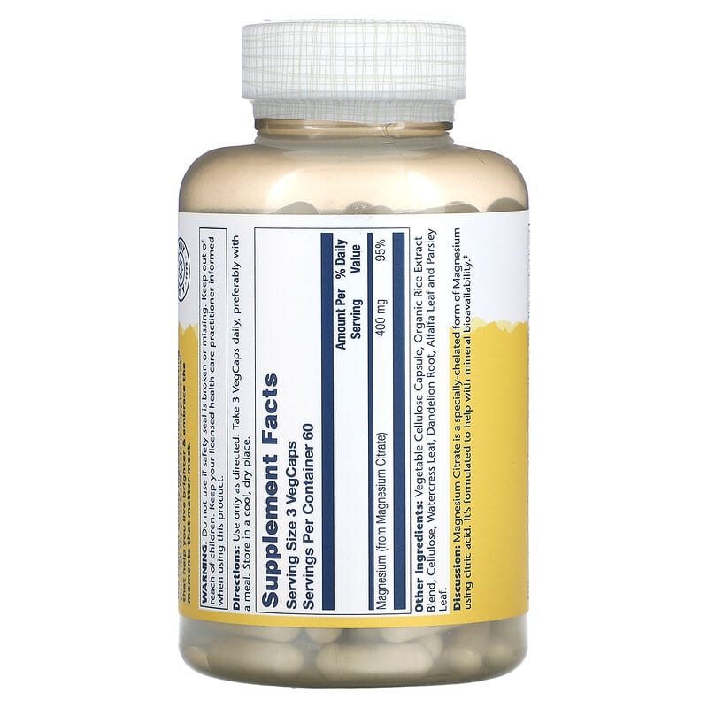 Solaray, Magnesium Citrate, 180 VegCaps (133 mg per Capsule)