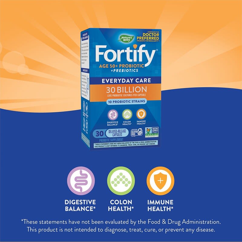 Nature's Way, Fortify®, Daily Probiotic, Adults 50+, 30 Billion CFU, 30 Delayed-Release Capsules