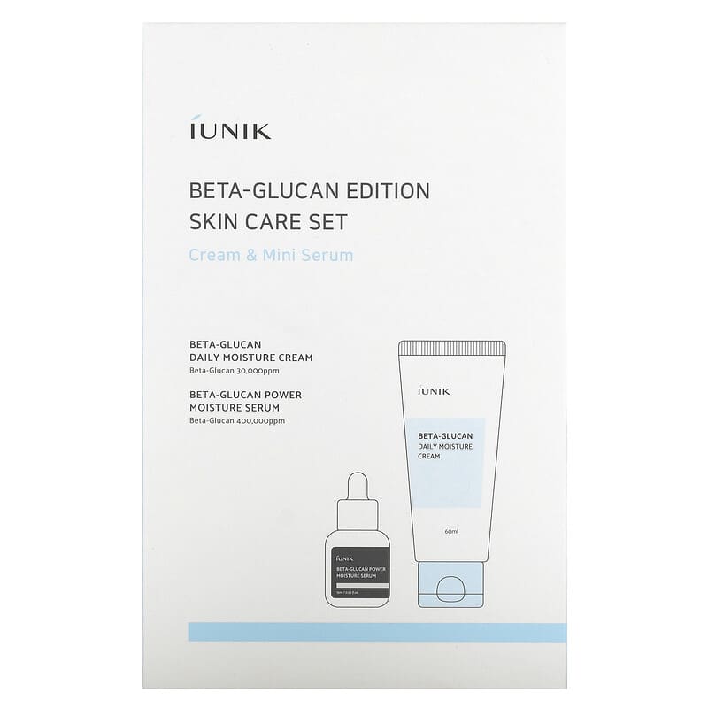 iUNIK, Beta-Glucan Edition Skin Care Set, Cream &amp; Mini Serum, 2 Piece Set