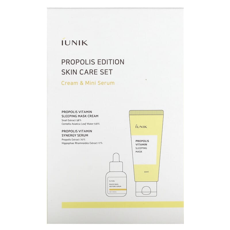 iUNIK, Propolis Edition Skin Care Set, Cream &amp; Mini Serum, 2 Piece Set