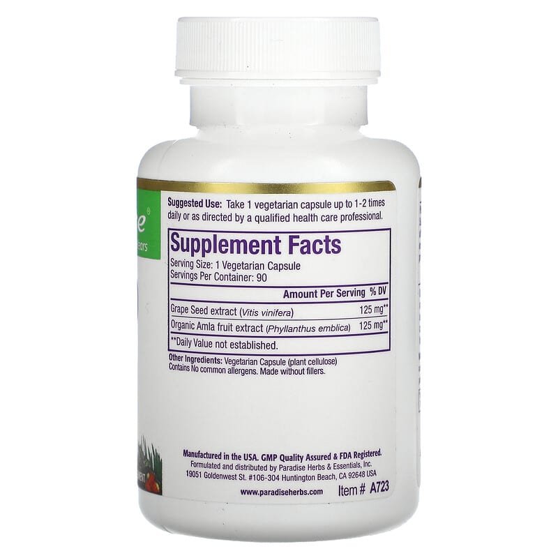 Paradise Herbs, Grape Seed Extract , 90 Vegetarian Capsules