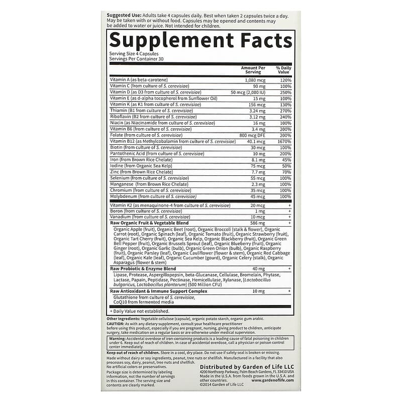 Garden of Life, Vitamin Code®, Women Whole Food Multivitamin, 120 Vegetarian Capsules