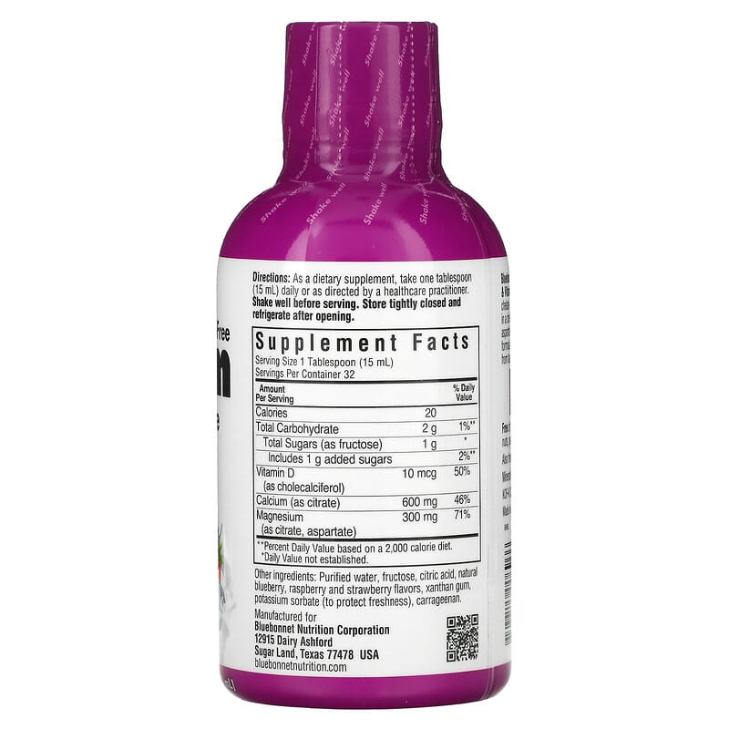 Bluebonnet Nutrition, Liquid Calcium Magnesium Citrate &amp; Vitamin D3, Mixed Berry , 16 fl oz (473 ml)