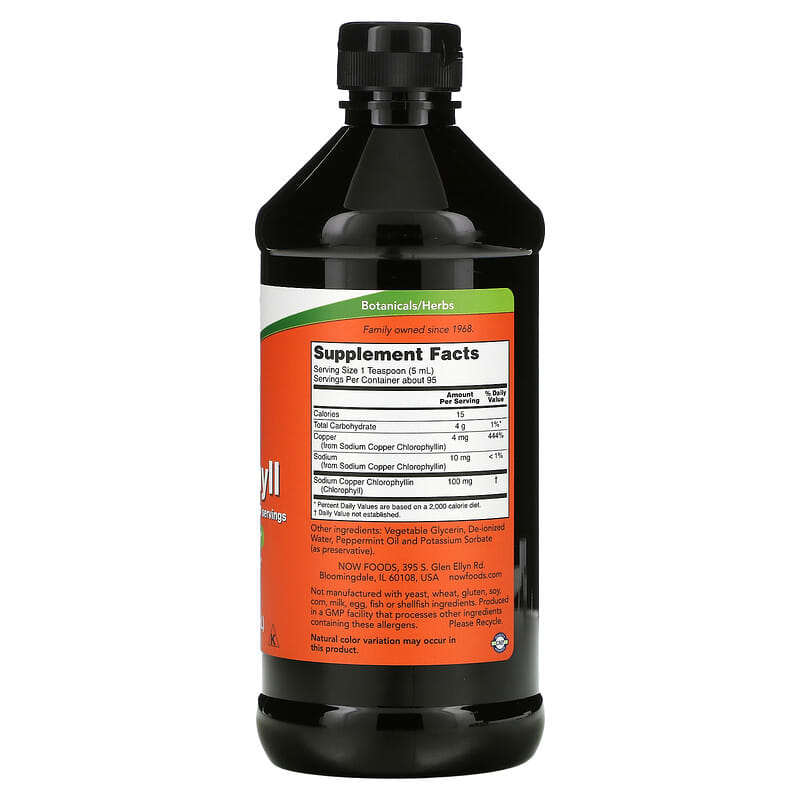 NOW Foods, Liquid Chlorophyll, Mint , 16 fl oz (473 ml)