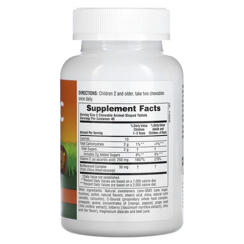 NaturesPlus, Source of Life, Animal Parade, Vitamin C,  Orange Juice, 90 Animal-Shaped Tablets