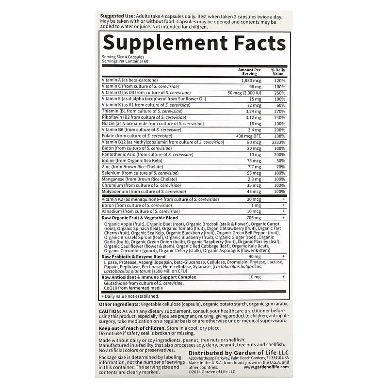 Garden of Life, Vitamin Code®, Whole Food Multivitamin for Women, 50 +, 240 Vegetarian Capsules