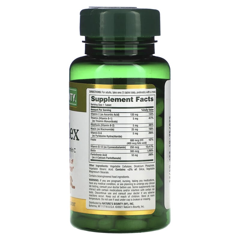 Nature's Bounty, Time Released B-Complex with Folic Acid Plus Vitamin C, 125 Coated Tablets
