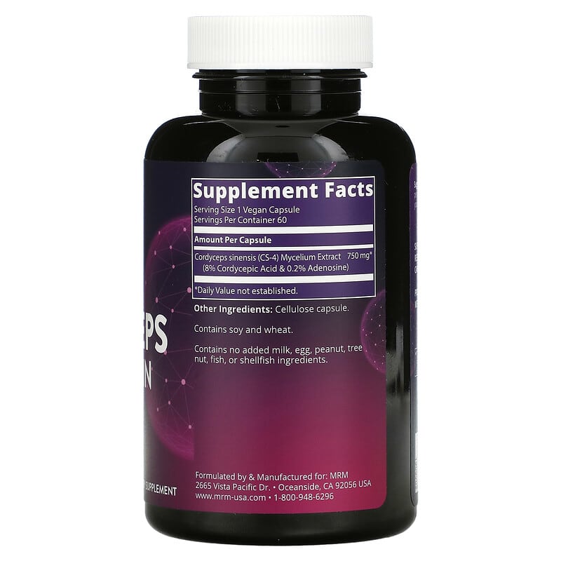 MRM Nutrition, Cordyceps CS-4 Strain, 60 Vegan Capsules (750 mg per Capsule)